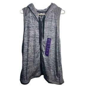 active life womens gray heather sleeveless zip up hooded vest size XXL 2XL